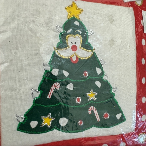Vtg Sealed NIP Holiday Potholder Christmas Tree Santa Face Gold Silver Accents - Picture 6 of 10